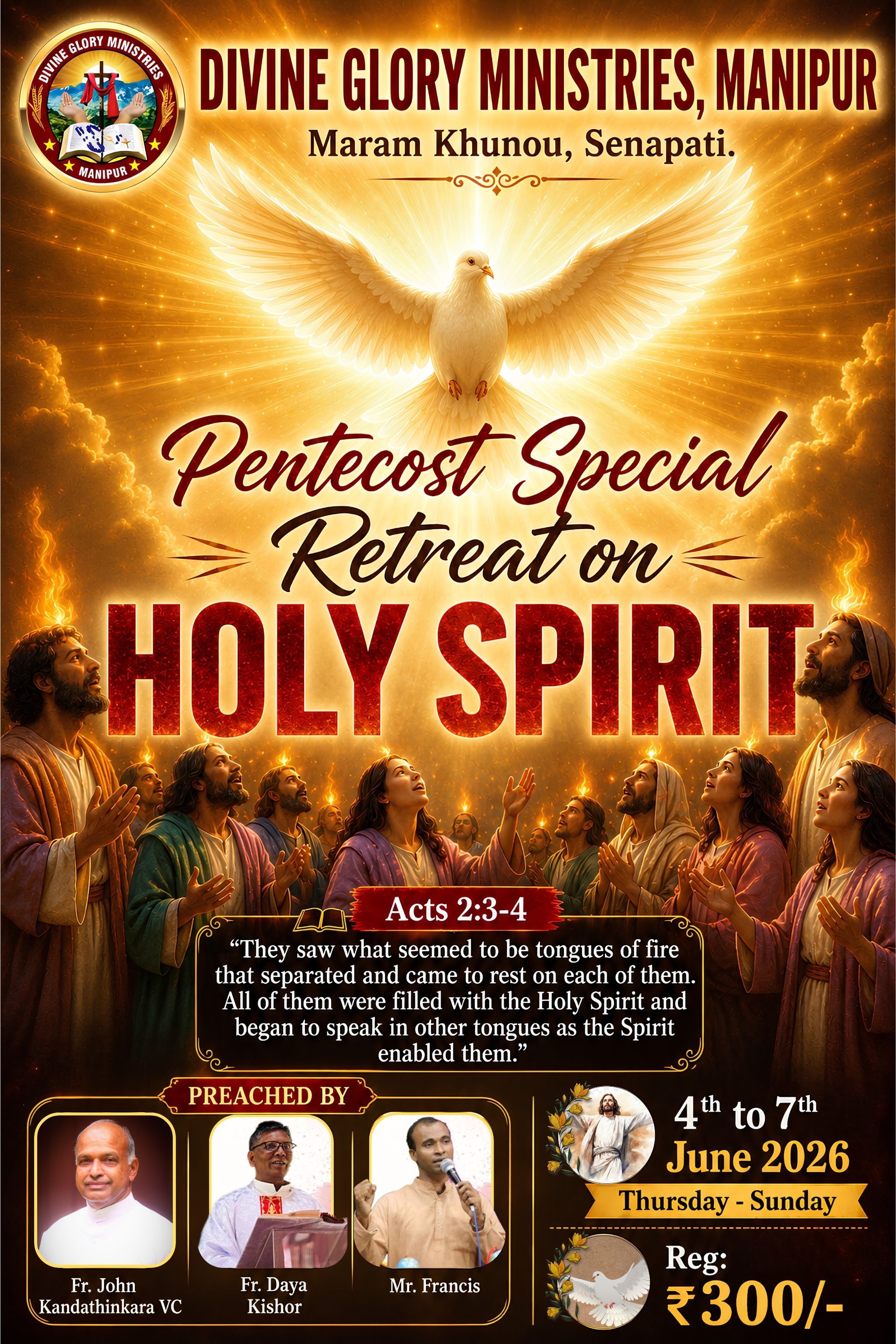 Pentecost Special Retreat on Holy Spirit; 4th-7th June 2026